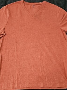 H&M Men's V-Neck Tee in Burnt Orange Heather